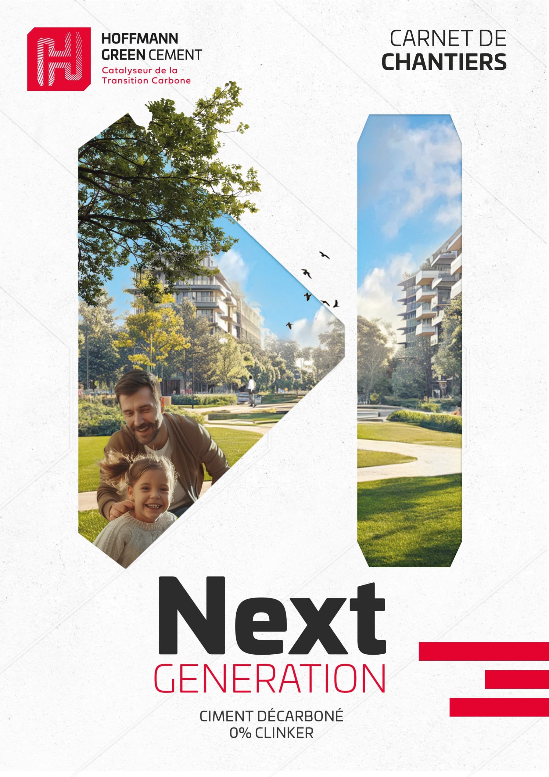 Couverture du Carnet de chantiers d’Hoffmann Green : « Next GENERATION », ciment décarboné 0 % clinker